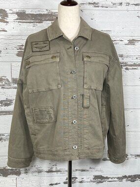 PILCRO ANTHROPOLOGIE Military Field Jacket in Moss Sz S NWT